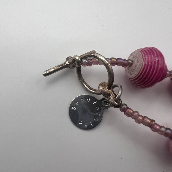 Bead for Life Pink Paper Beads with seed pearl rhinestones Necklace - Picture 7 of 11